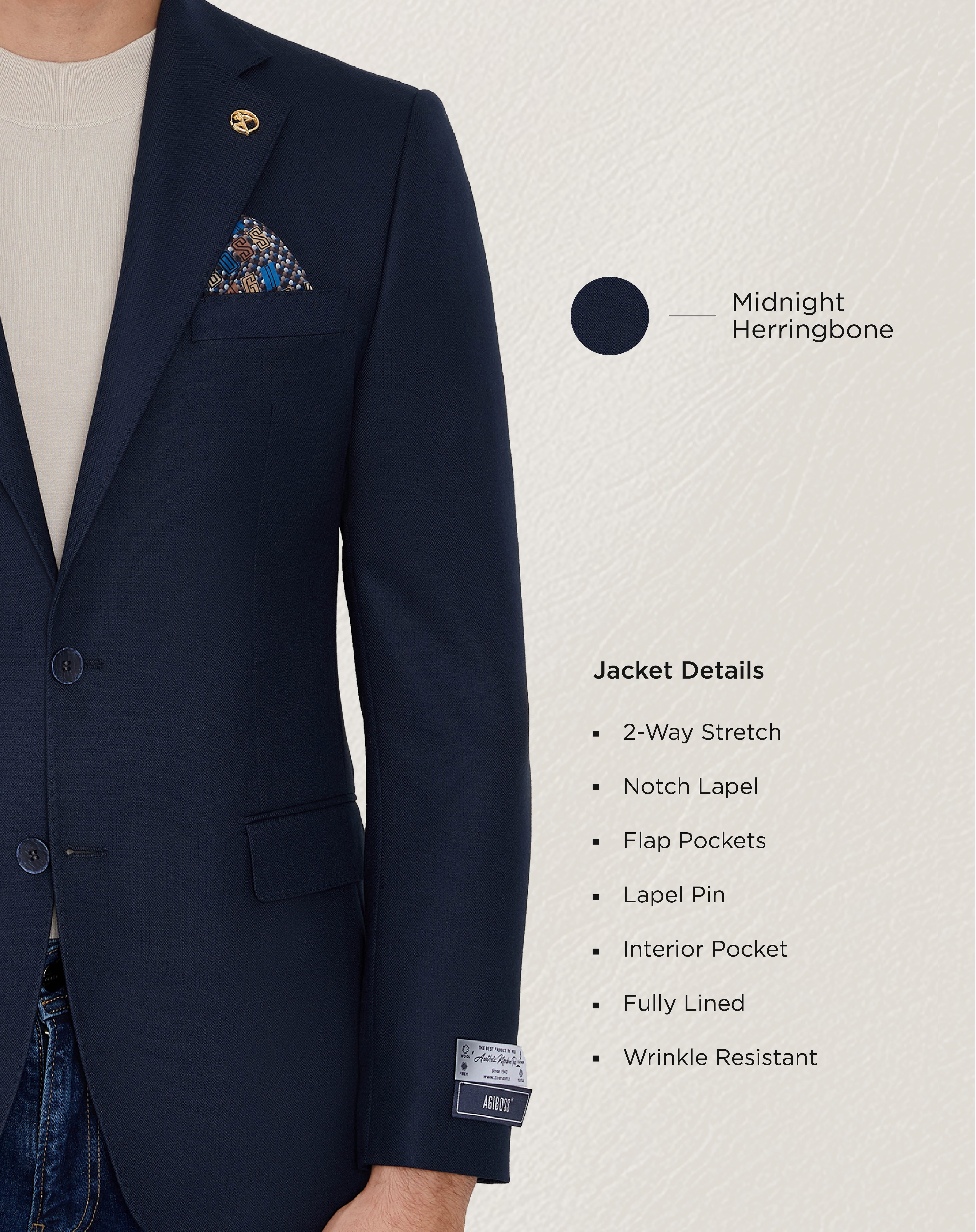 Midnight Herringbone Sport Jacket