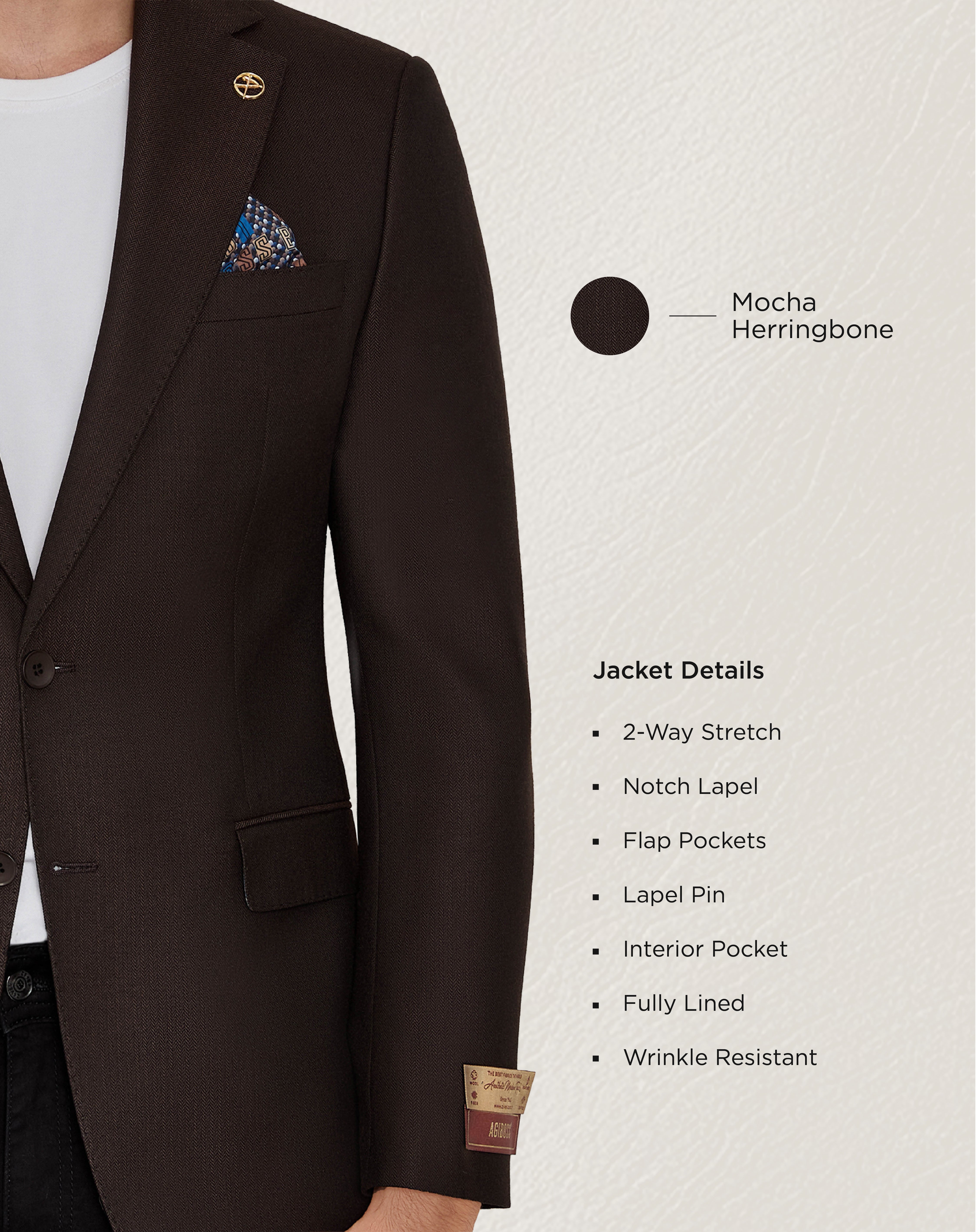 Mocha Herringbone Sport Jacket