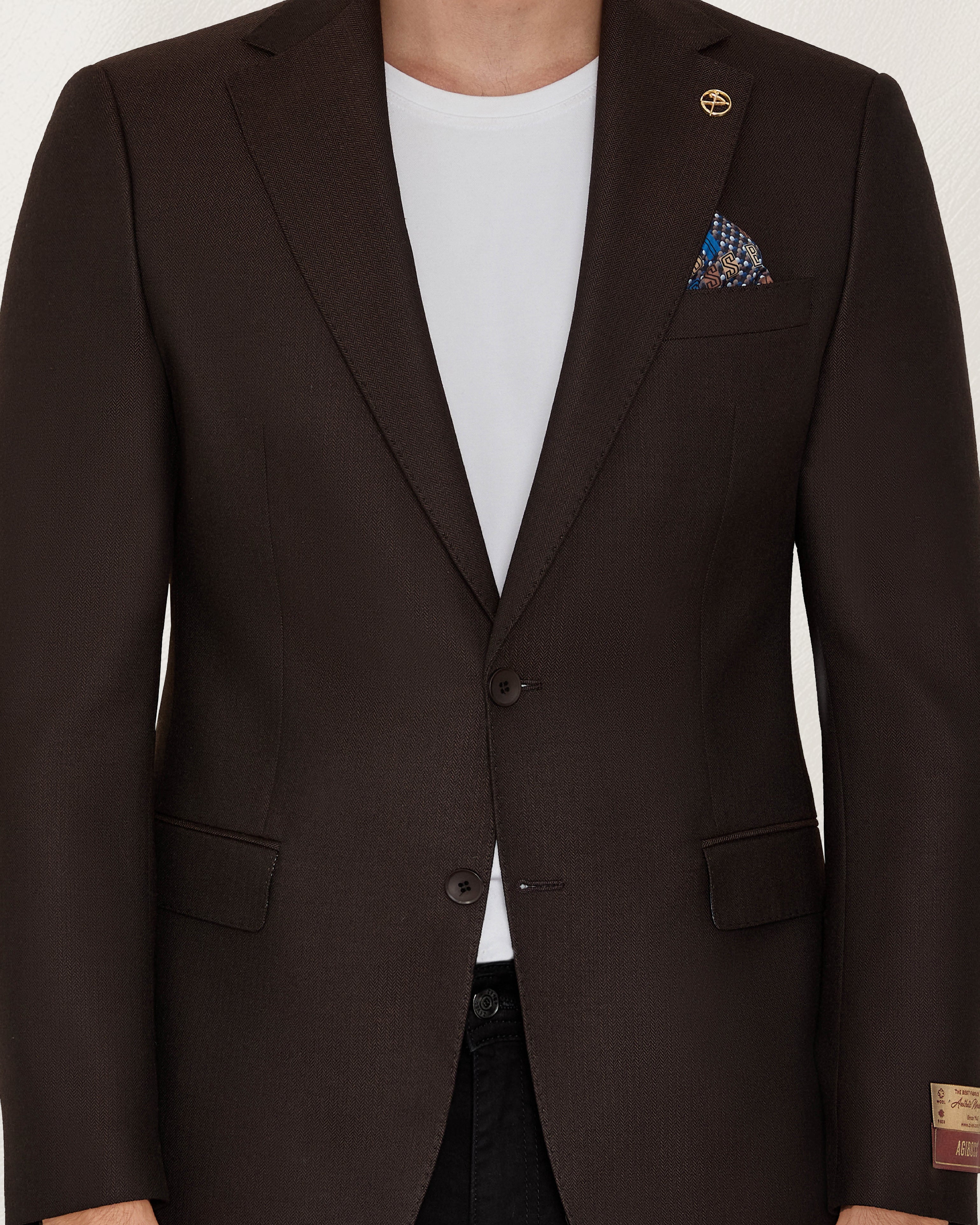 Mocha Herringbone Sport Jacket