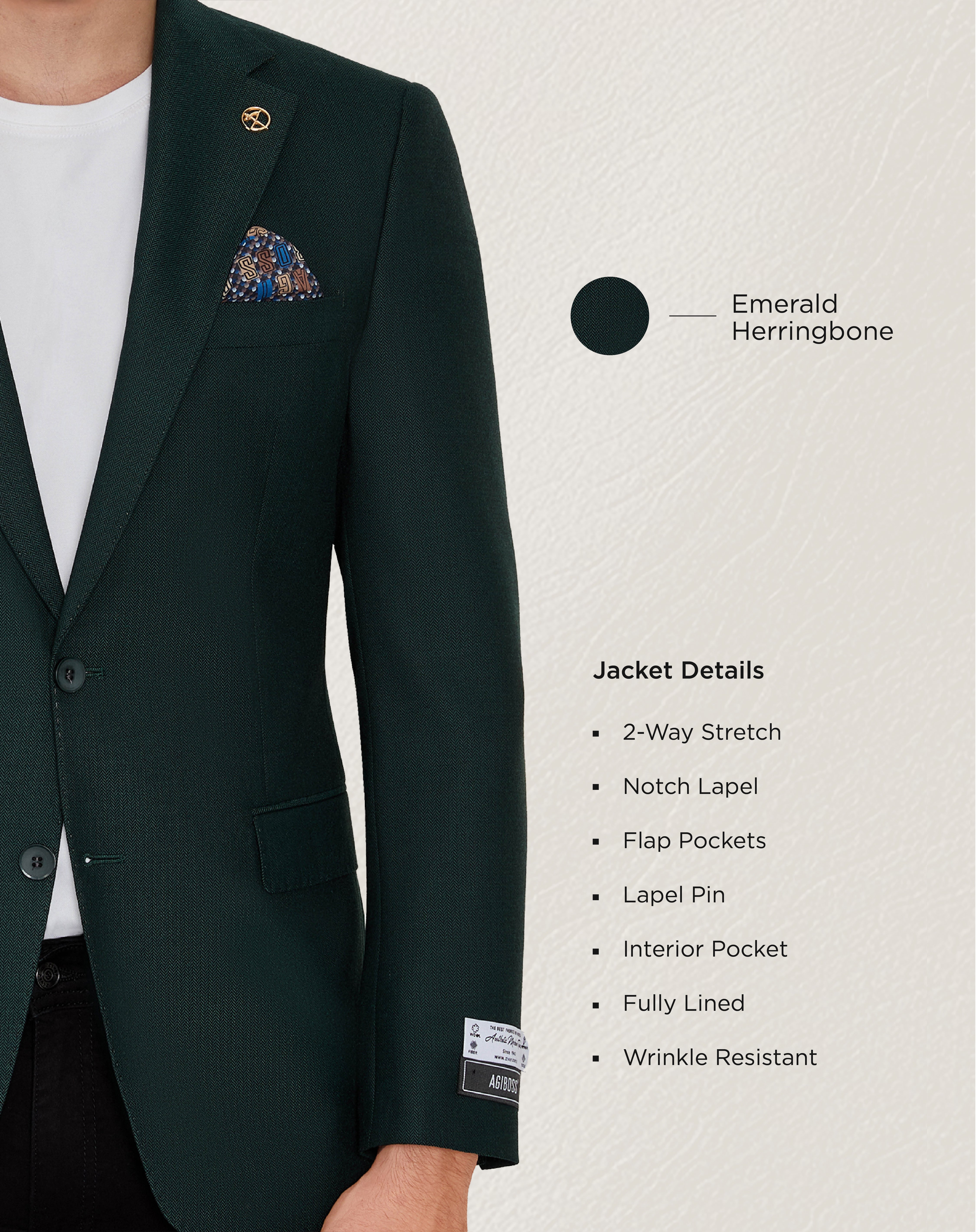 Emerald Herringbone Sport Jacket