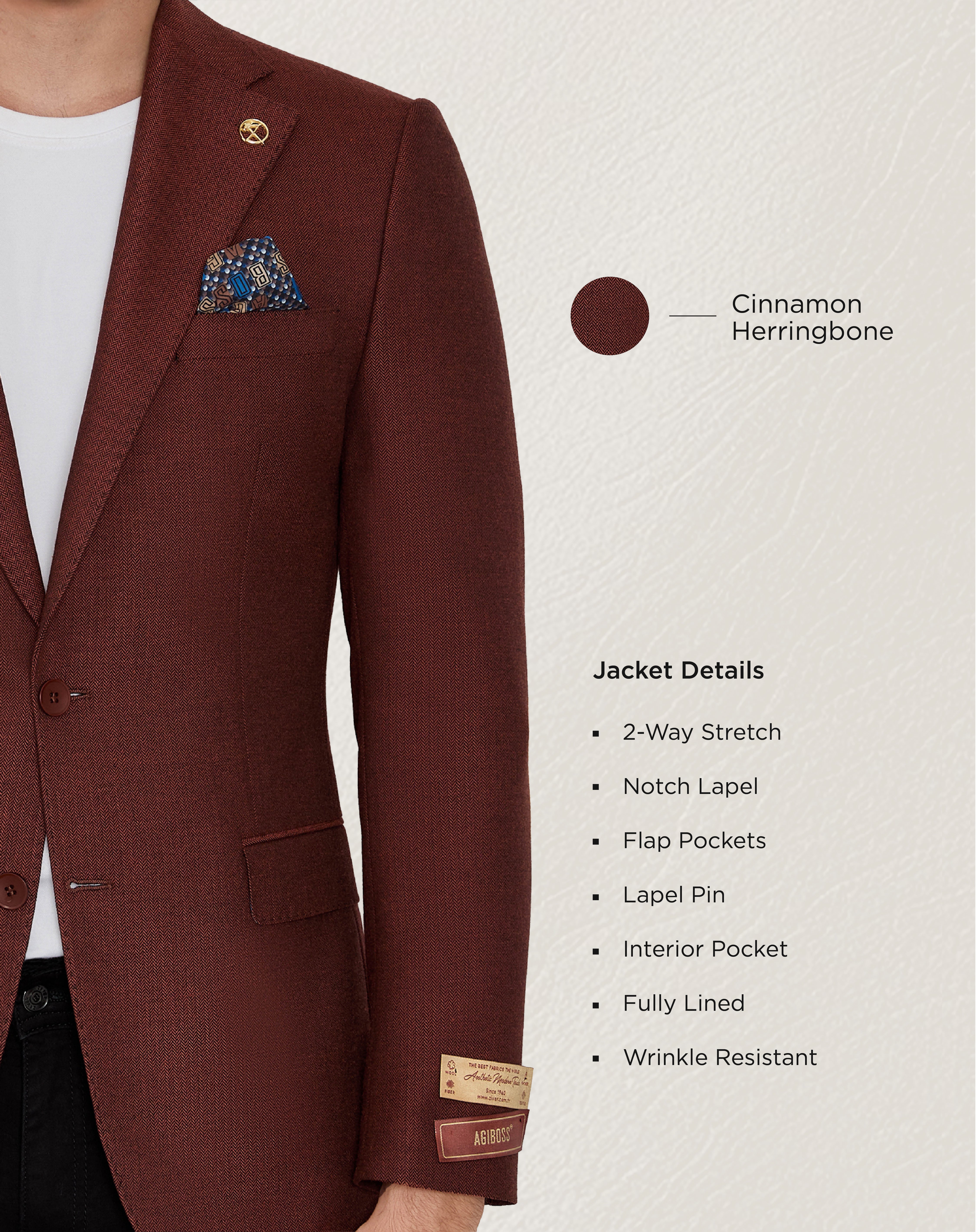 Cinnamon Herringbone Sport Jacket