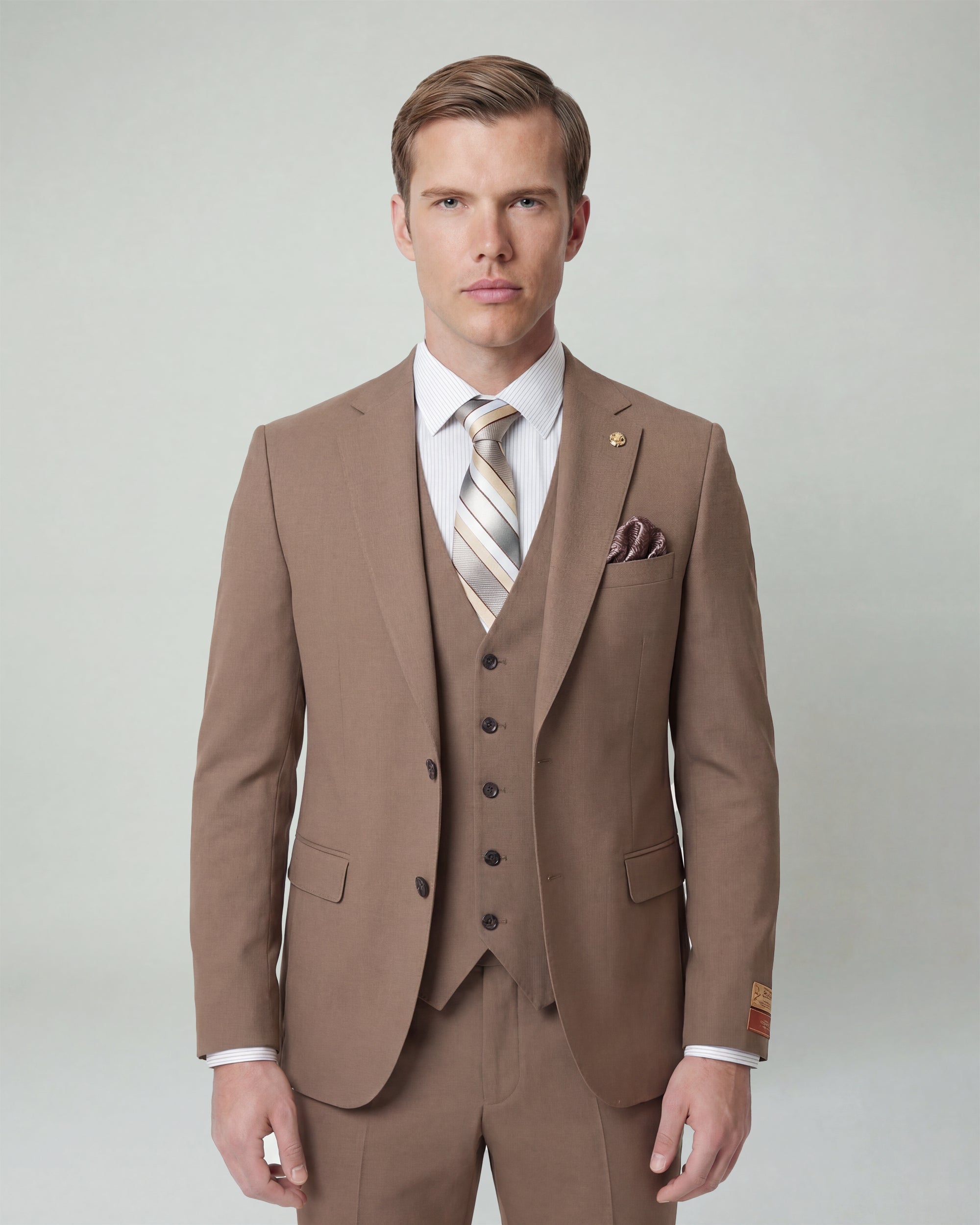 Camel Brown Solid Suit