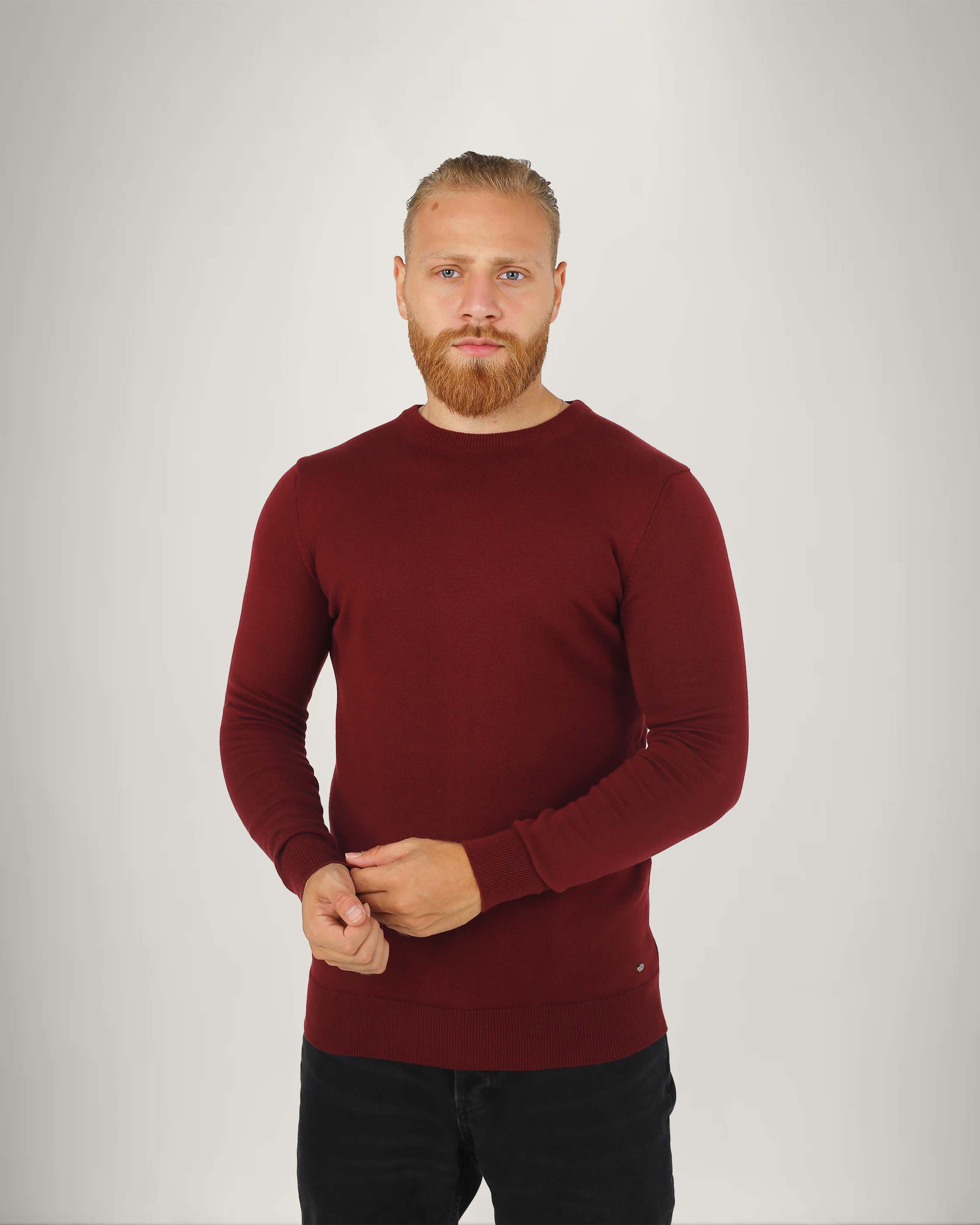 Long Sleeve Cotton Blend Crew Neck Sweater