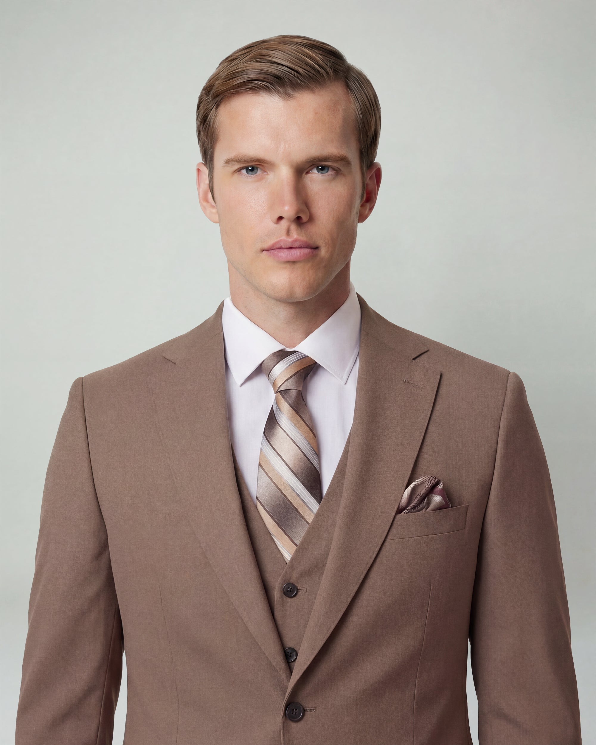 Camel Brown Solid Suit
