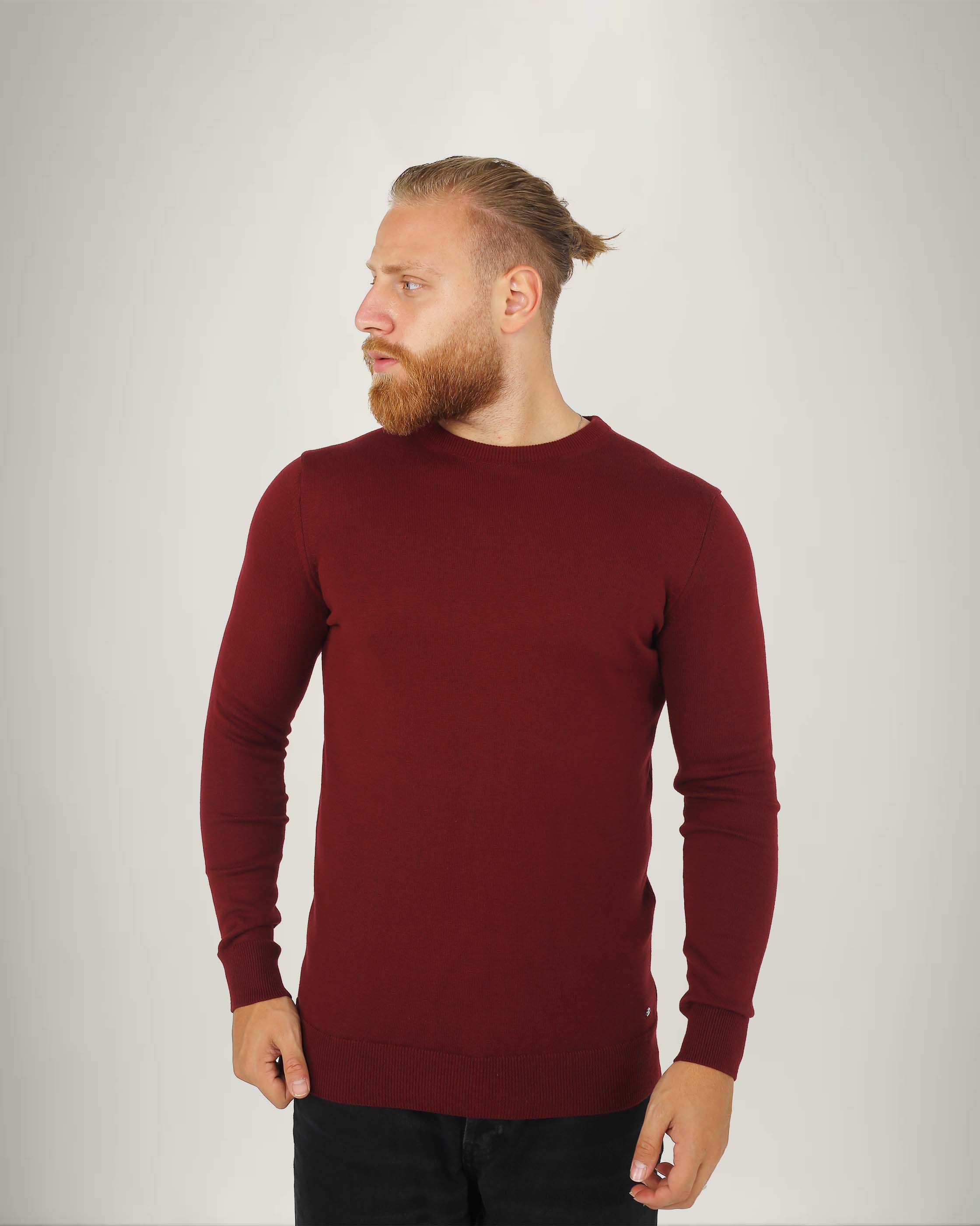 Long Sleeve Cotton Blend Crew Neck Sweater