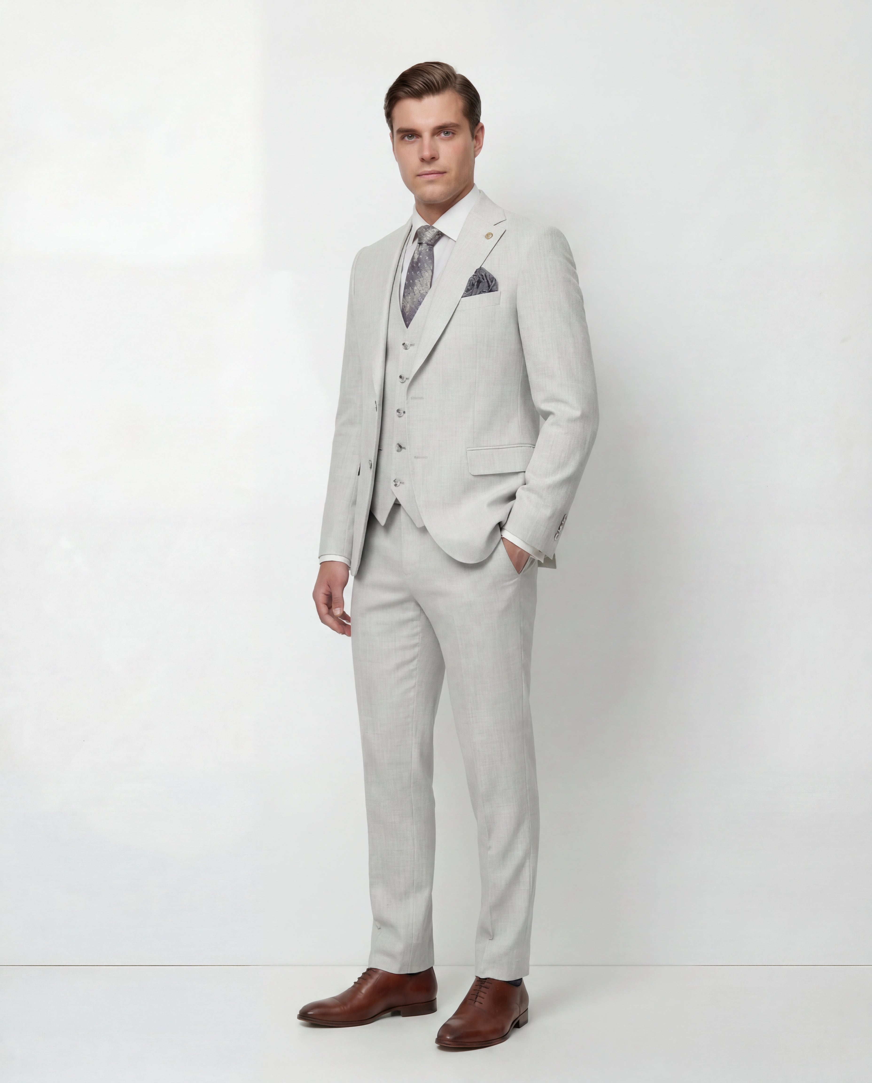 Silver Grey Solid Suit