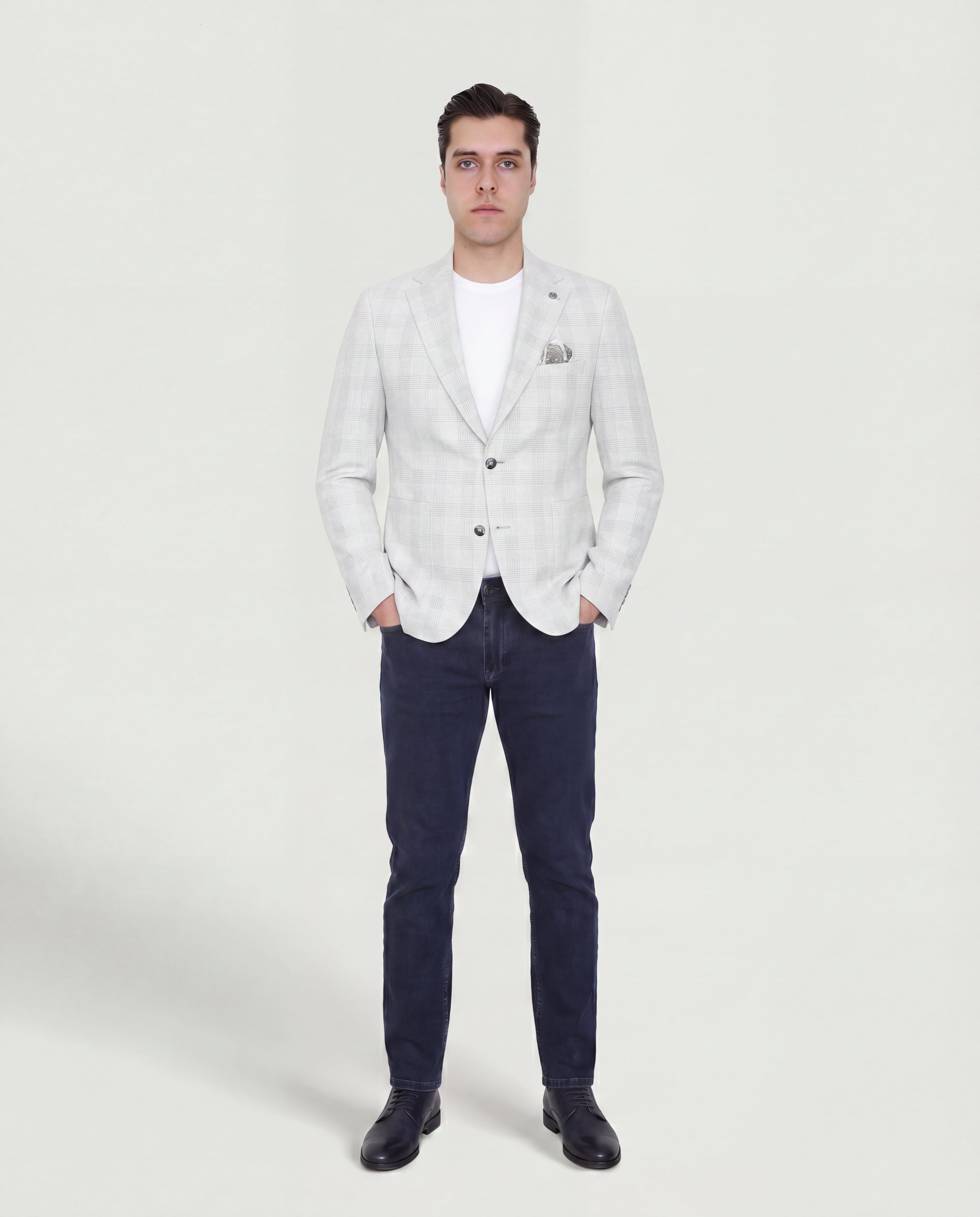 Light Beige Windowpane Sport Jacket