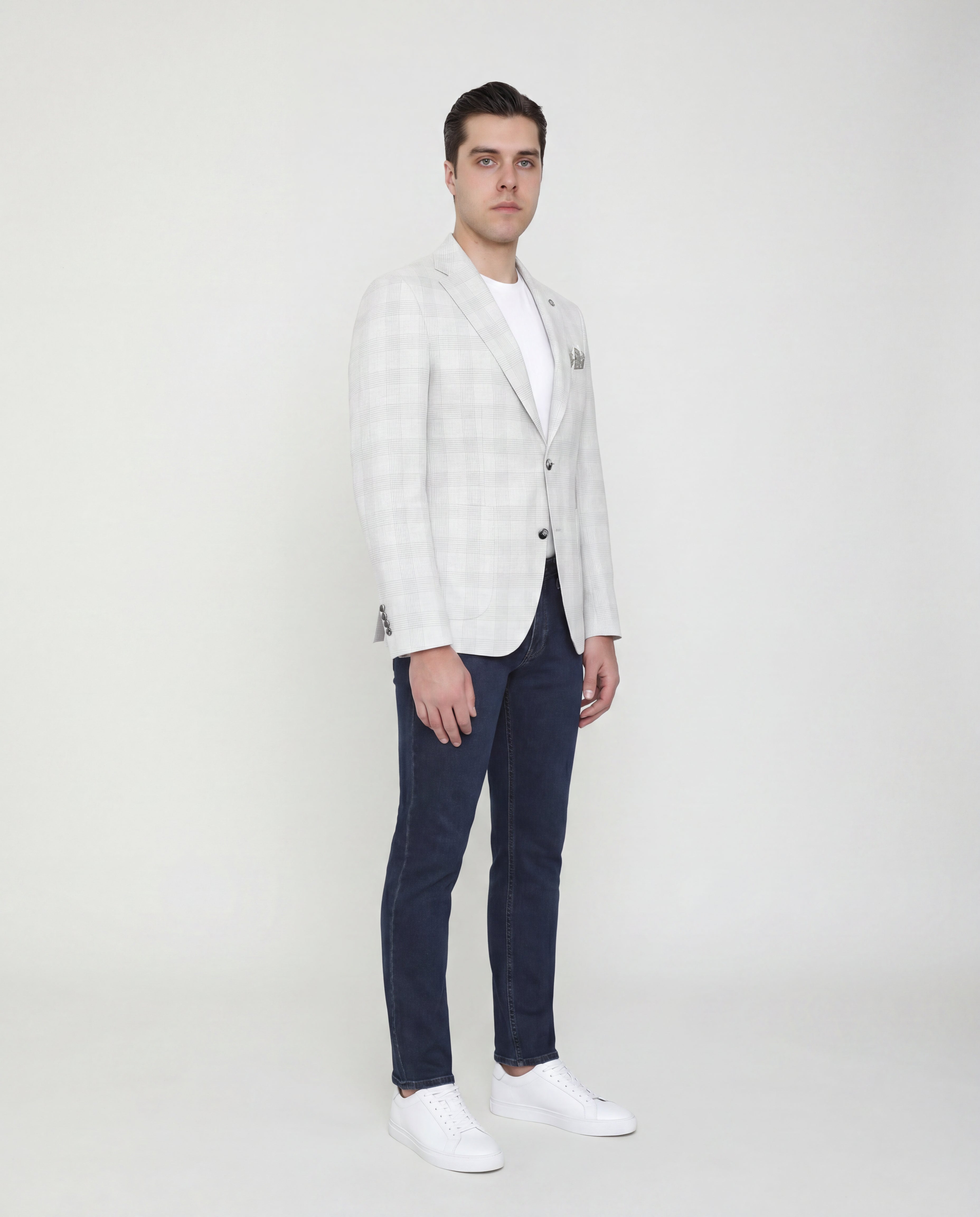 Light Beige Windowpane Sport Jacket