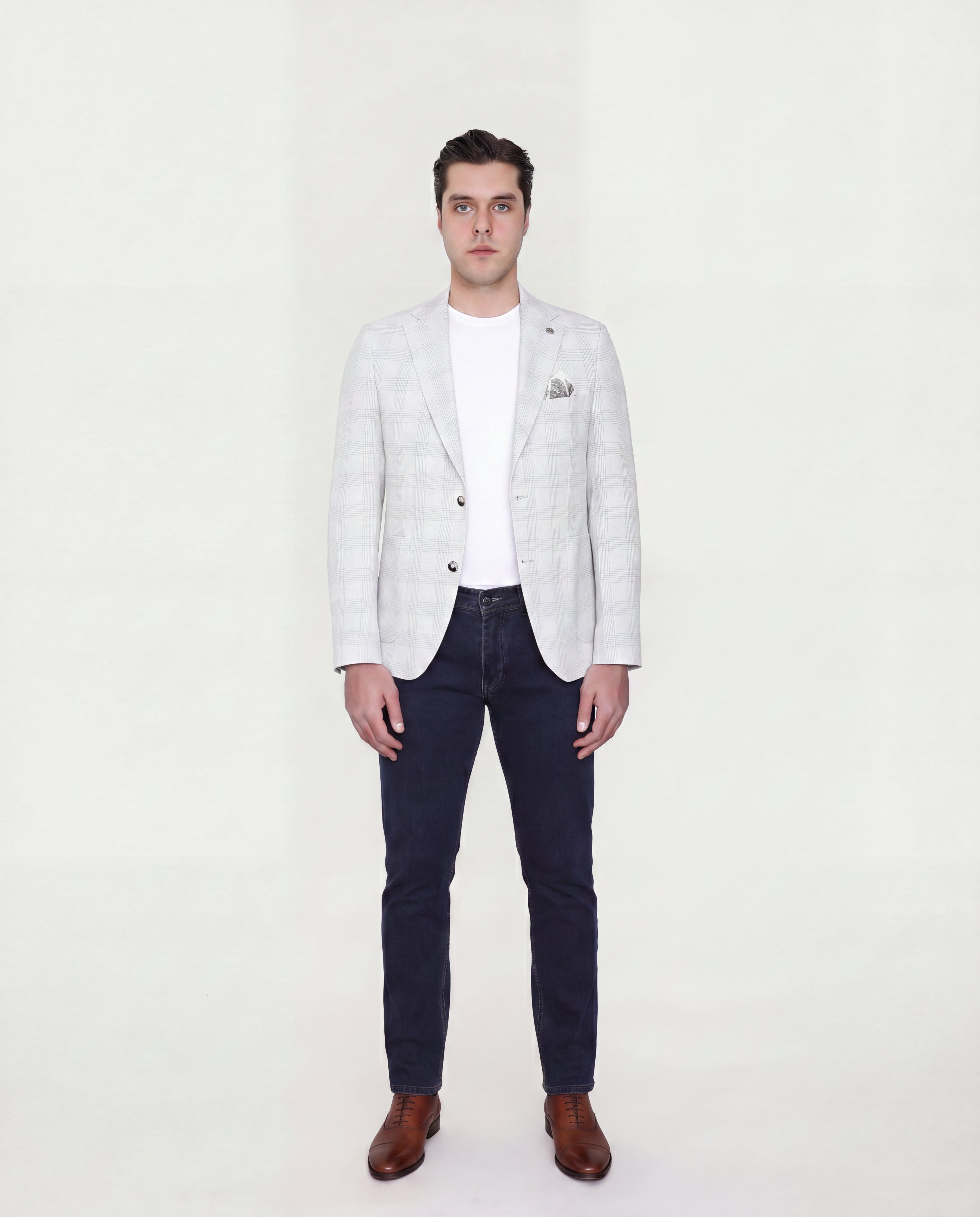 Light Beige Windowpane Sport Jacket