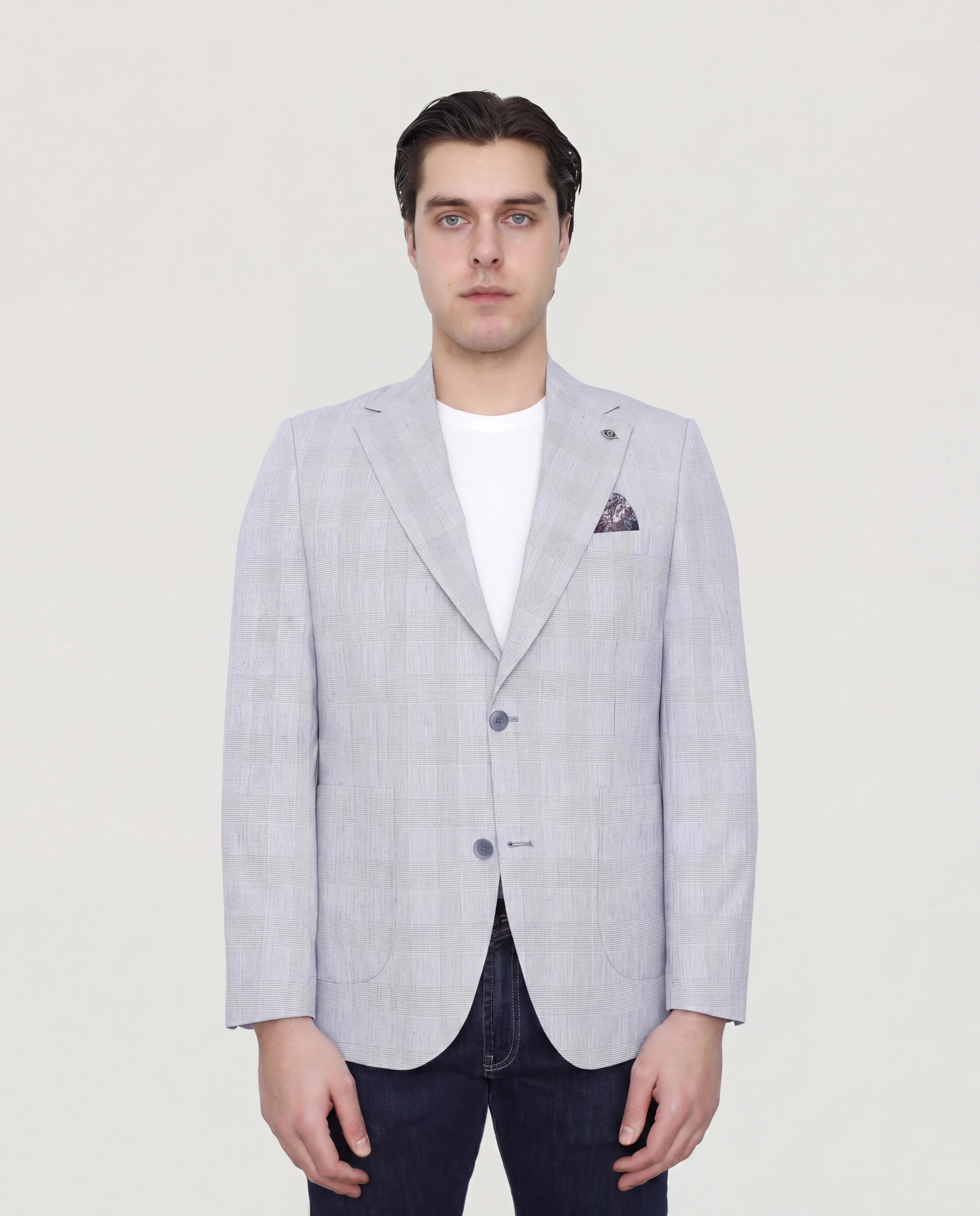 Light Blue Checkered Sport Jacket