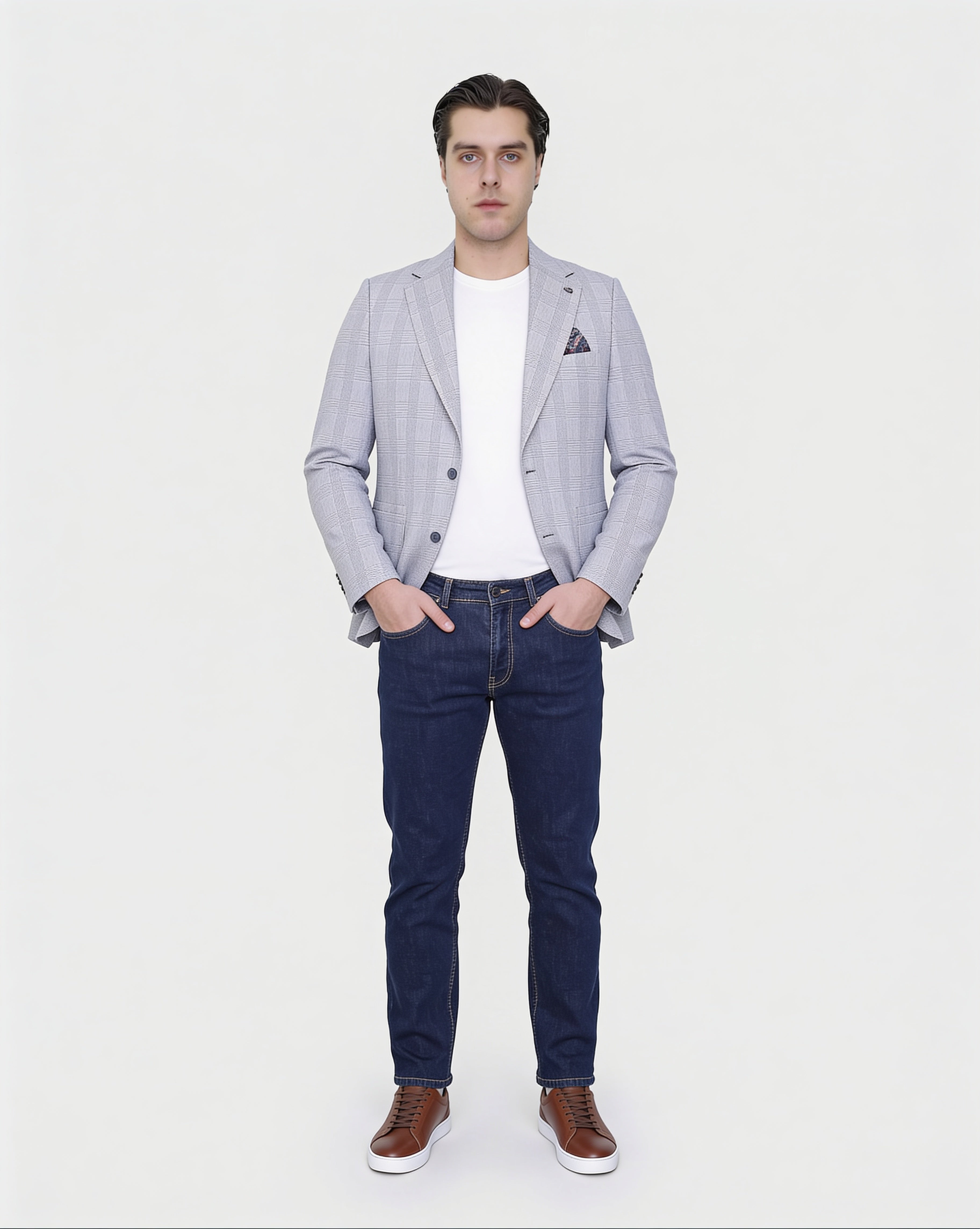 Light Blue Checkered Sport Jacket