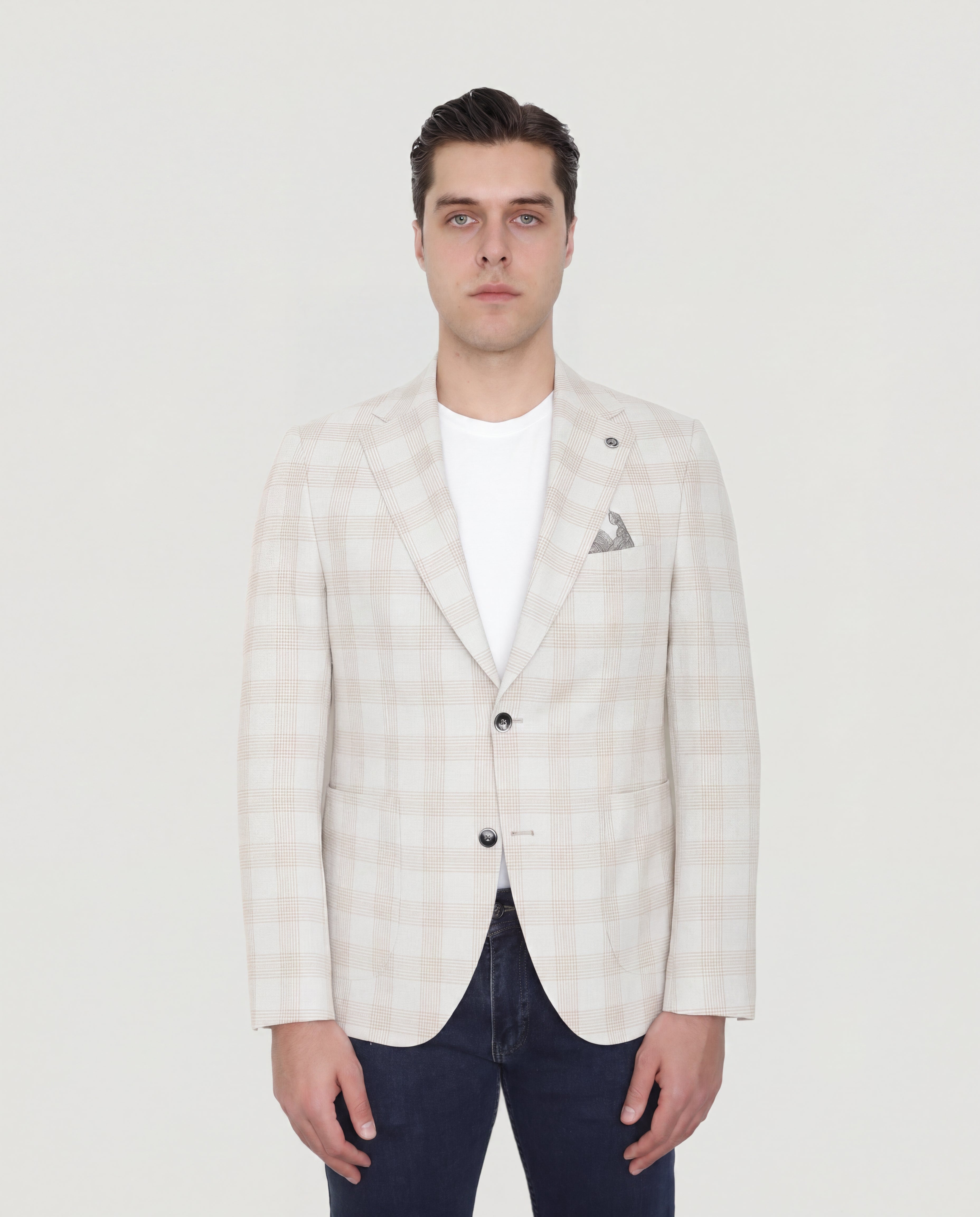 Beige Windowpane Sport Jacket