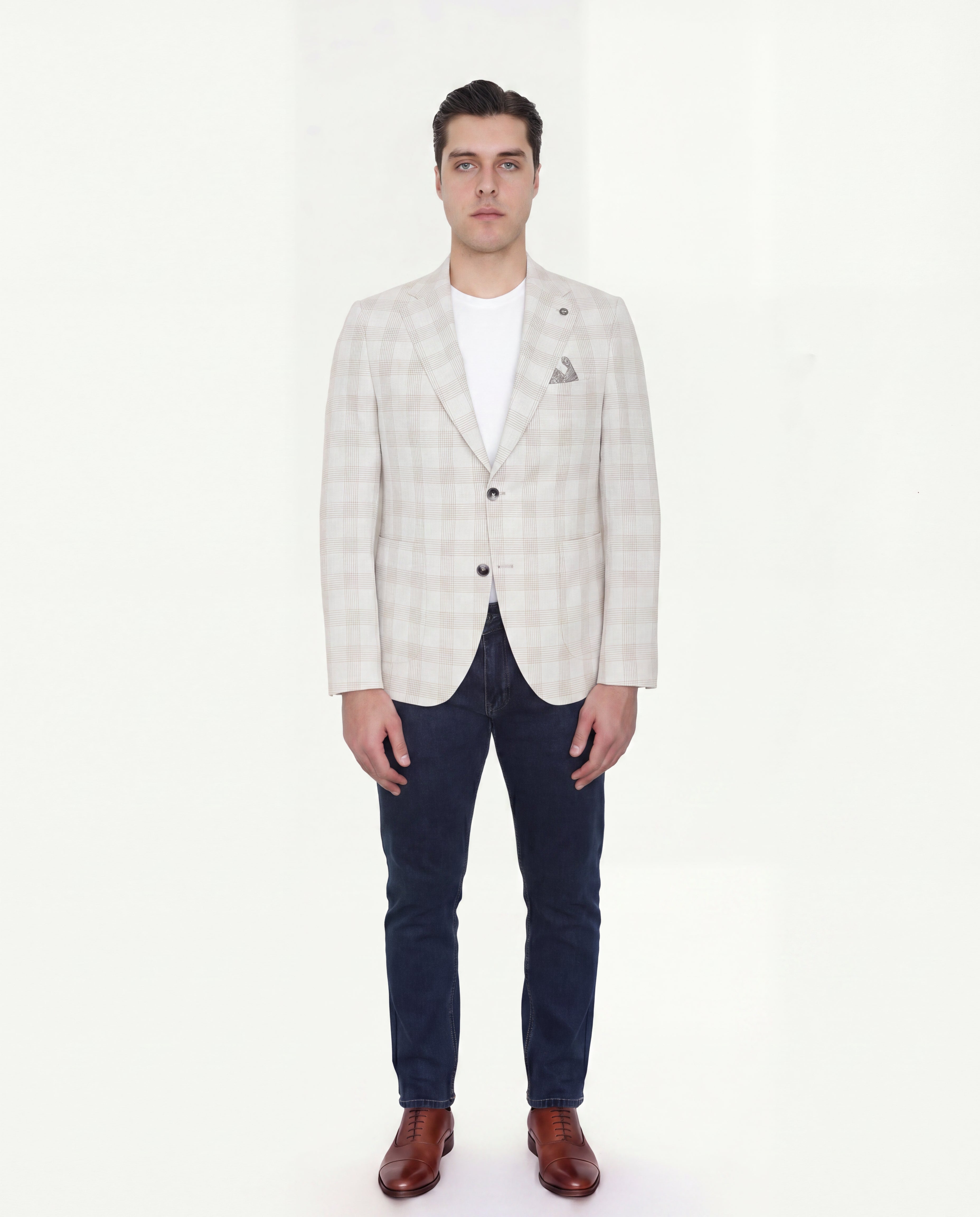 Beige Windowpane Sport Jacket