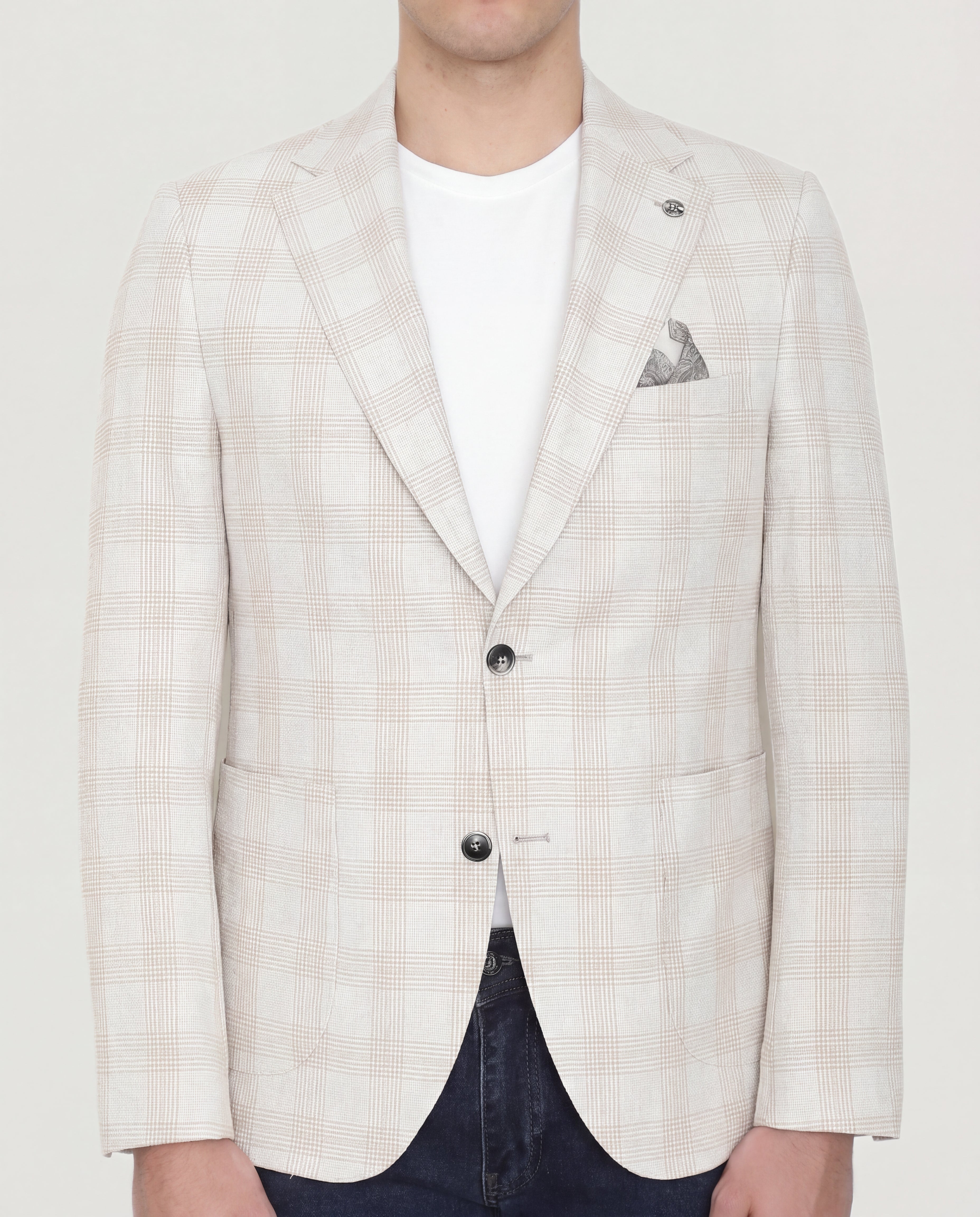 Beige Windowpane Sport Jacket