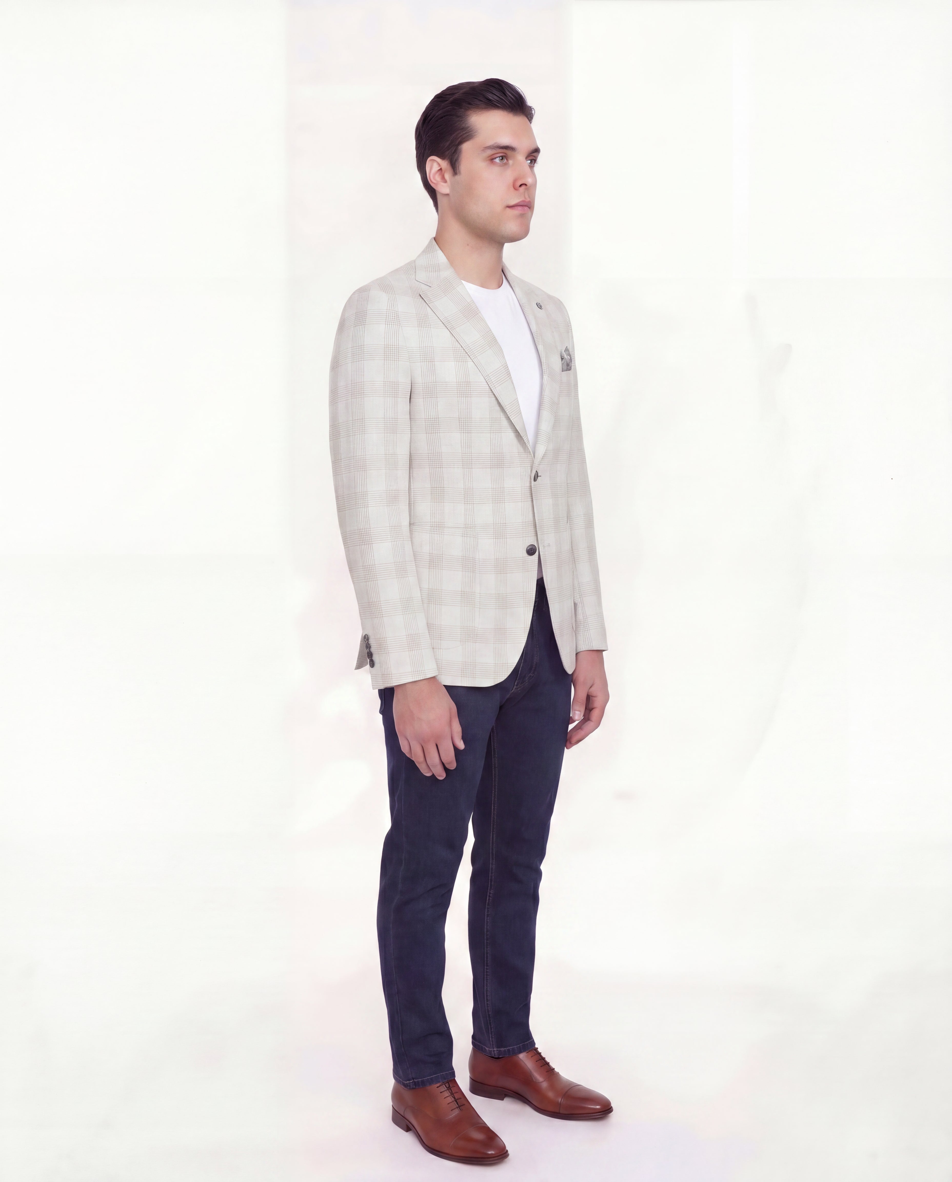 Beige Windowpane Sport Jacket