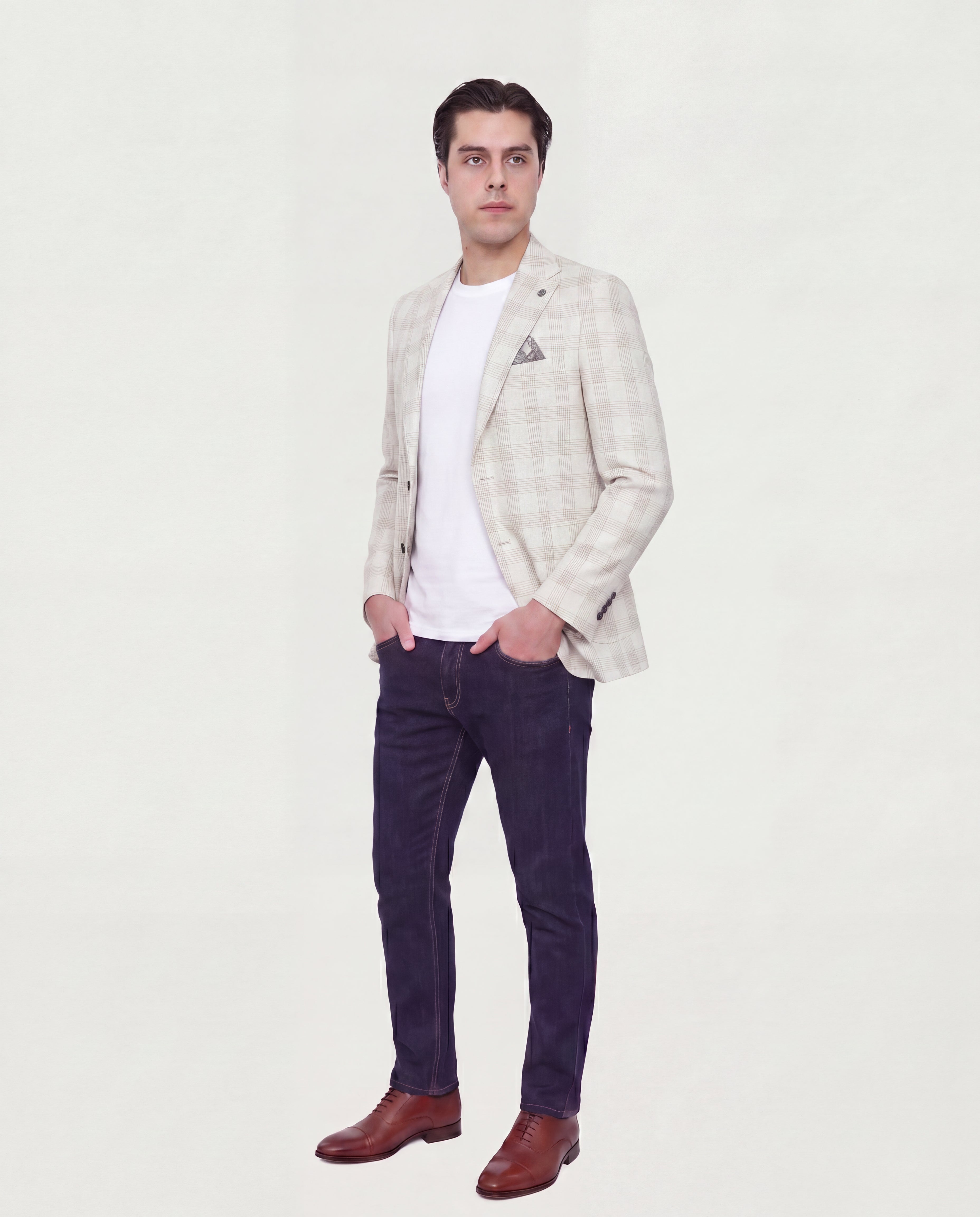 Beige Windowpane Sport Jacket