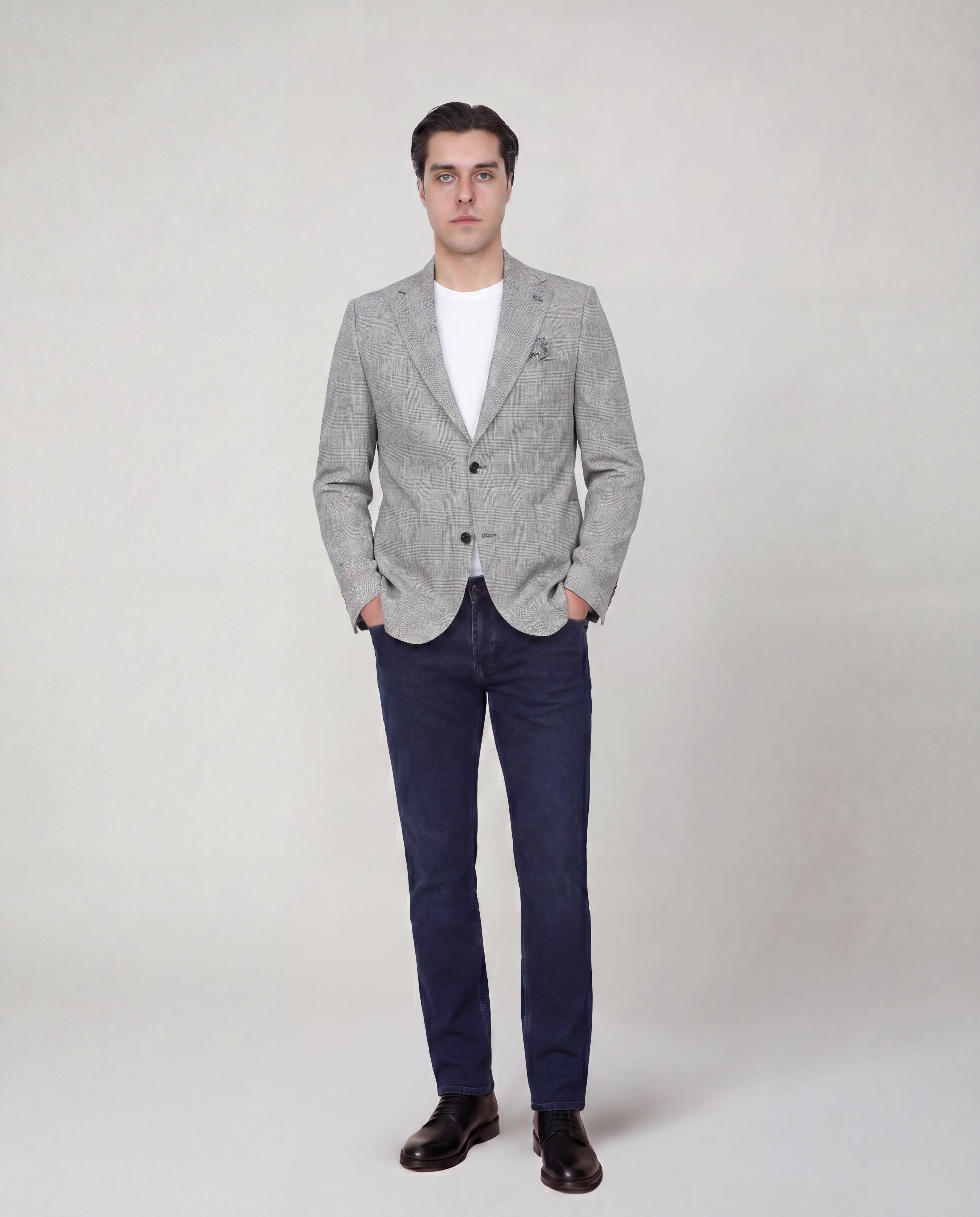 Mid Grey Checkered Sport Jacket