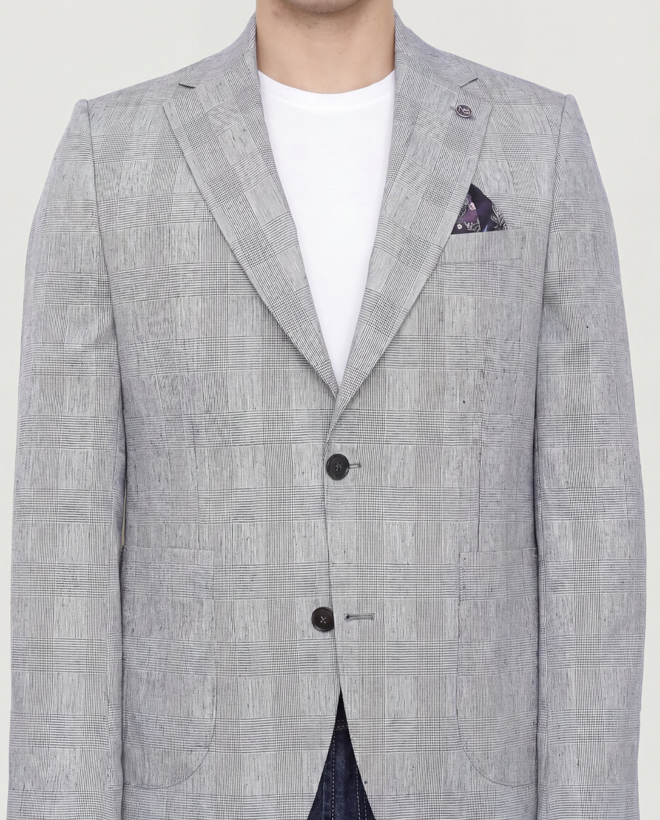 Mid Blue Checkered Sport Jacket