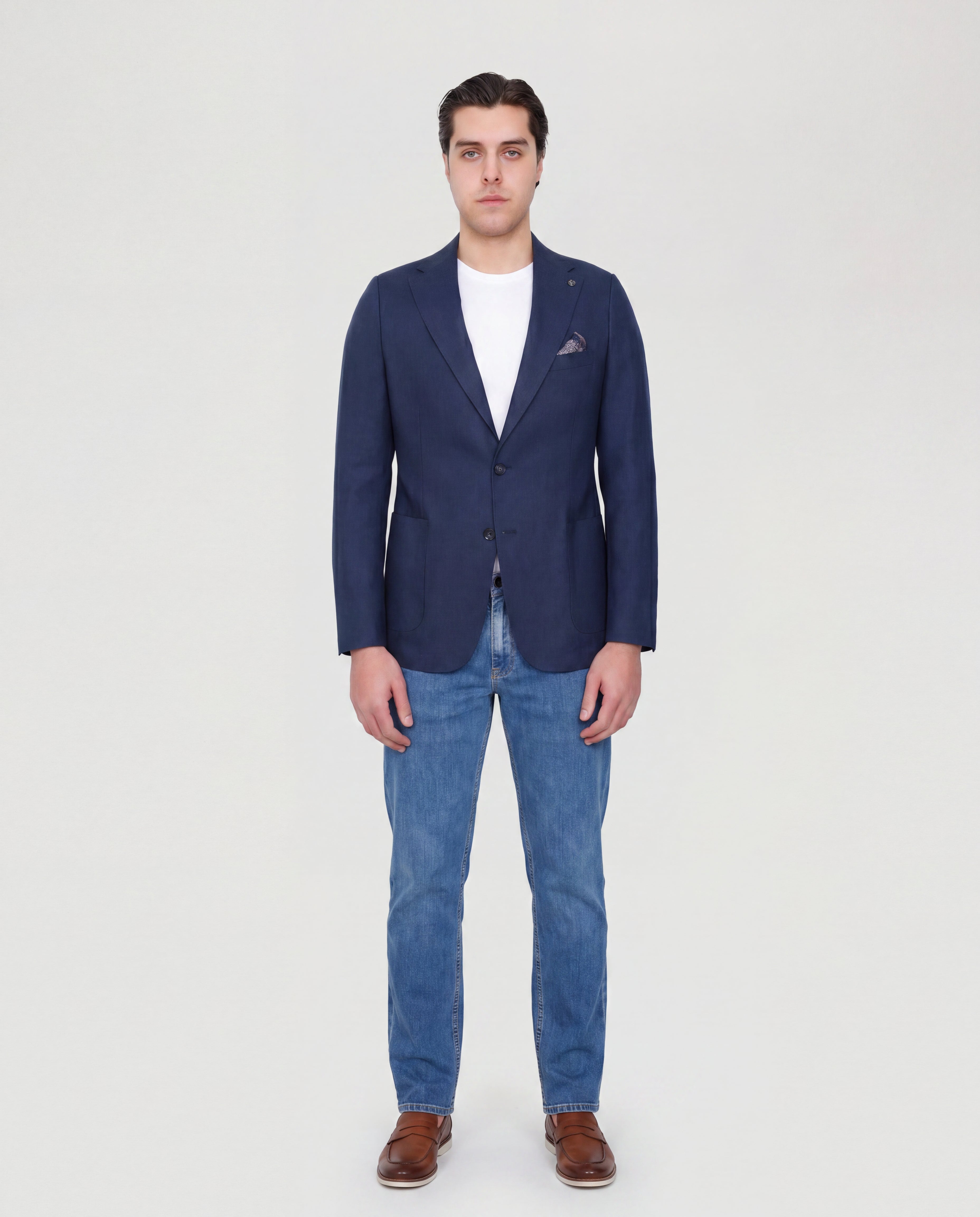 Prussian Blue Linen Sport Jacket