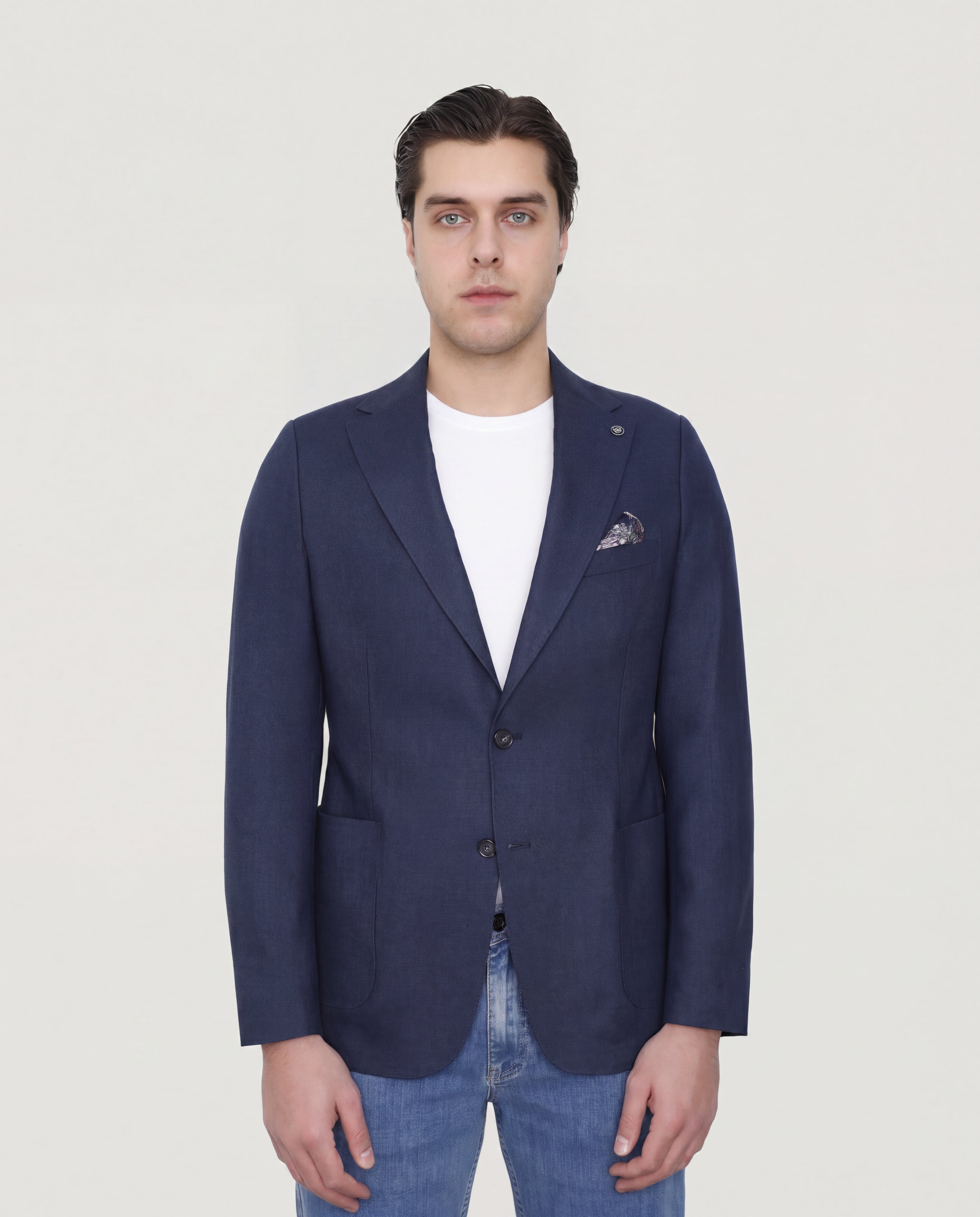 Prussian Blue Linen Sport Jacket