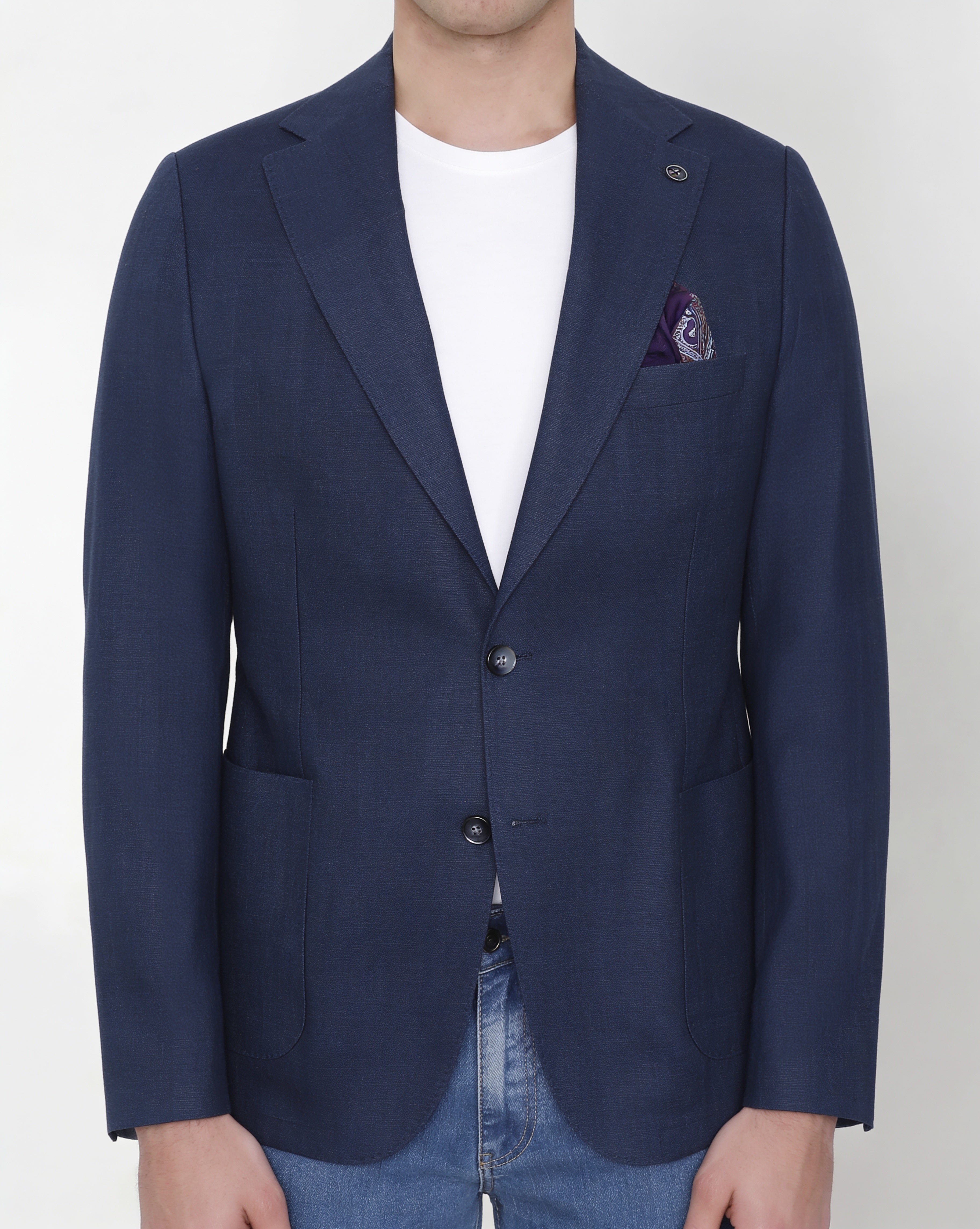 Prussian Blue Linen Sport Jacket