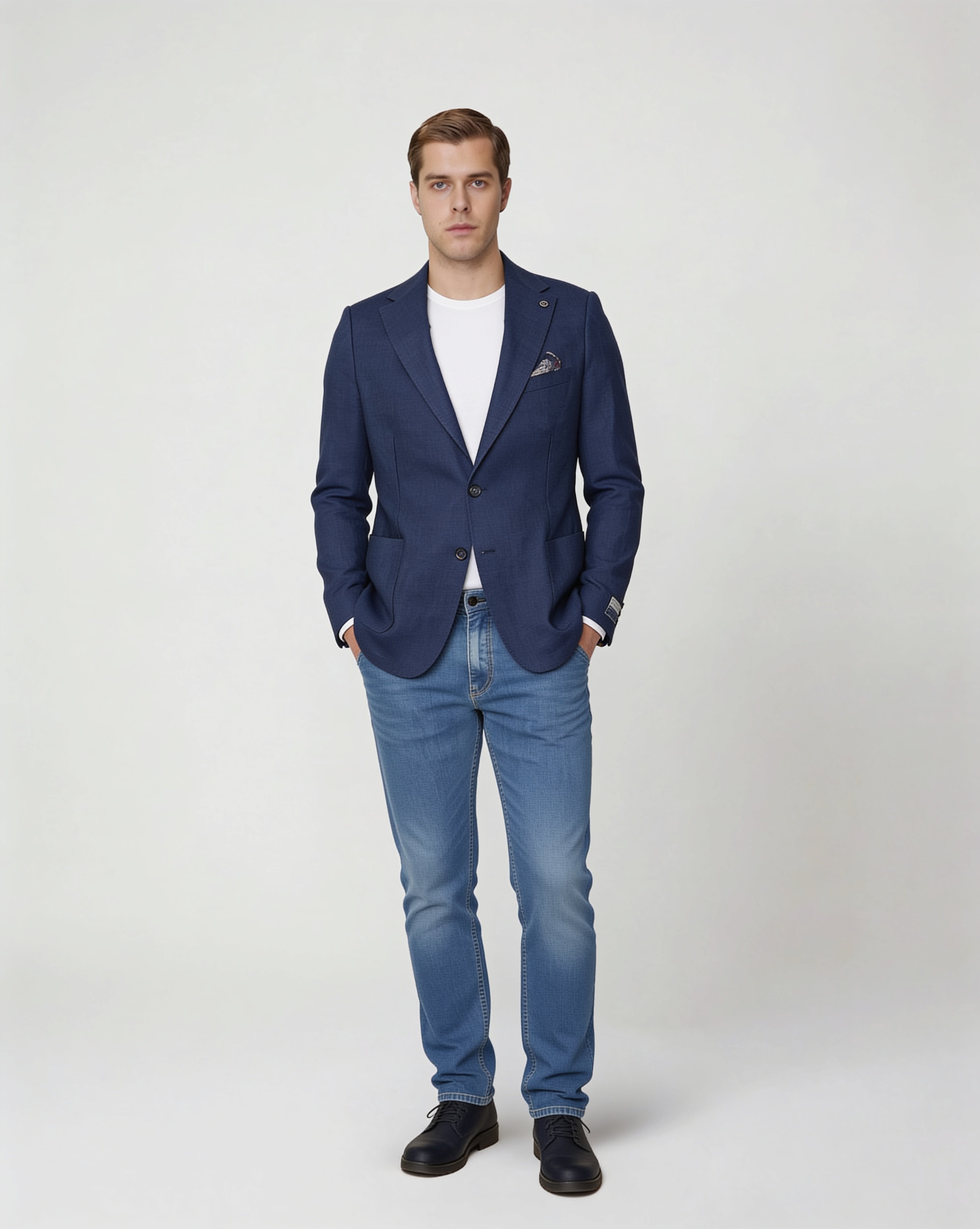 Prussian Blue Linen Sport Jacket